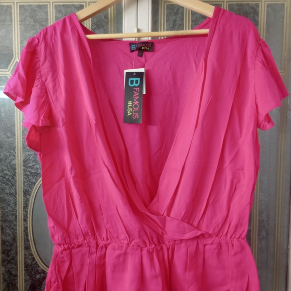 B Famous #USA Tops - Pink Wrap Top